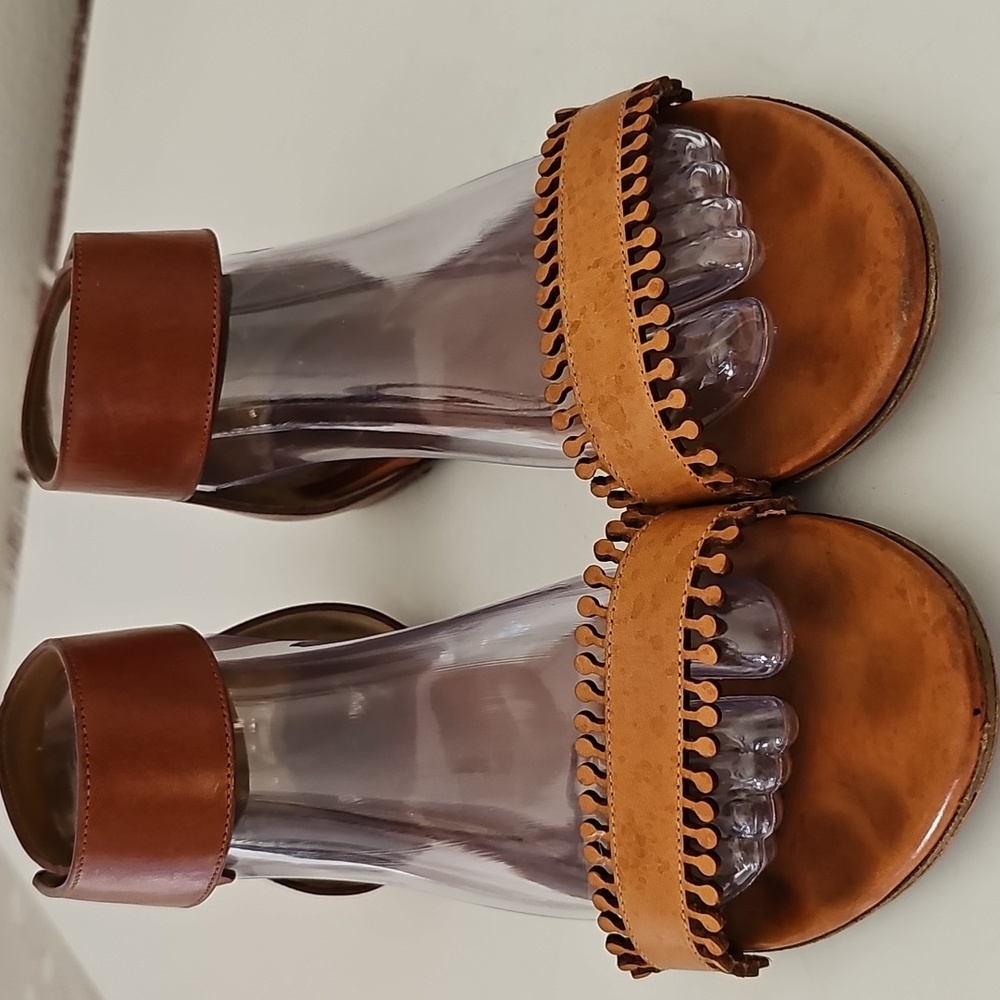 Chloe Brown Leather Ankle-Strap Sandals